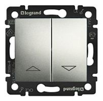 Выключатель жалюзи с фиксацией без рамки Legrand Valena 2-кл. алюминий картинка